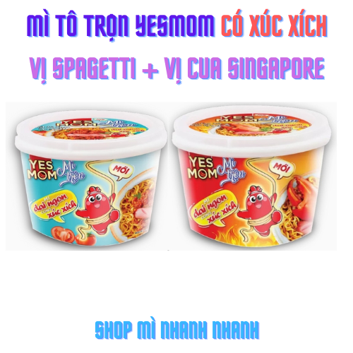 Thùng 12 tô hỗn hợp mì Trộn Yesmom 2 vị (Spaggetty + cua )