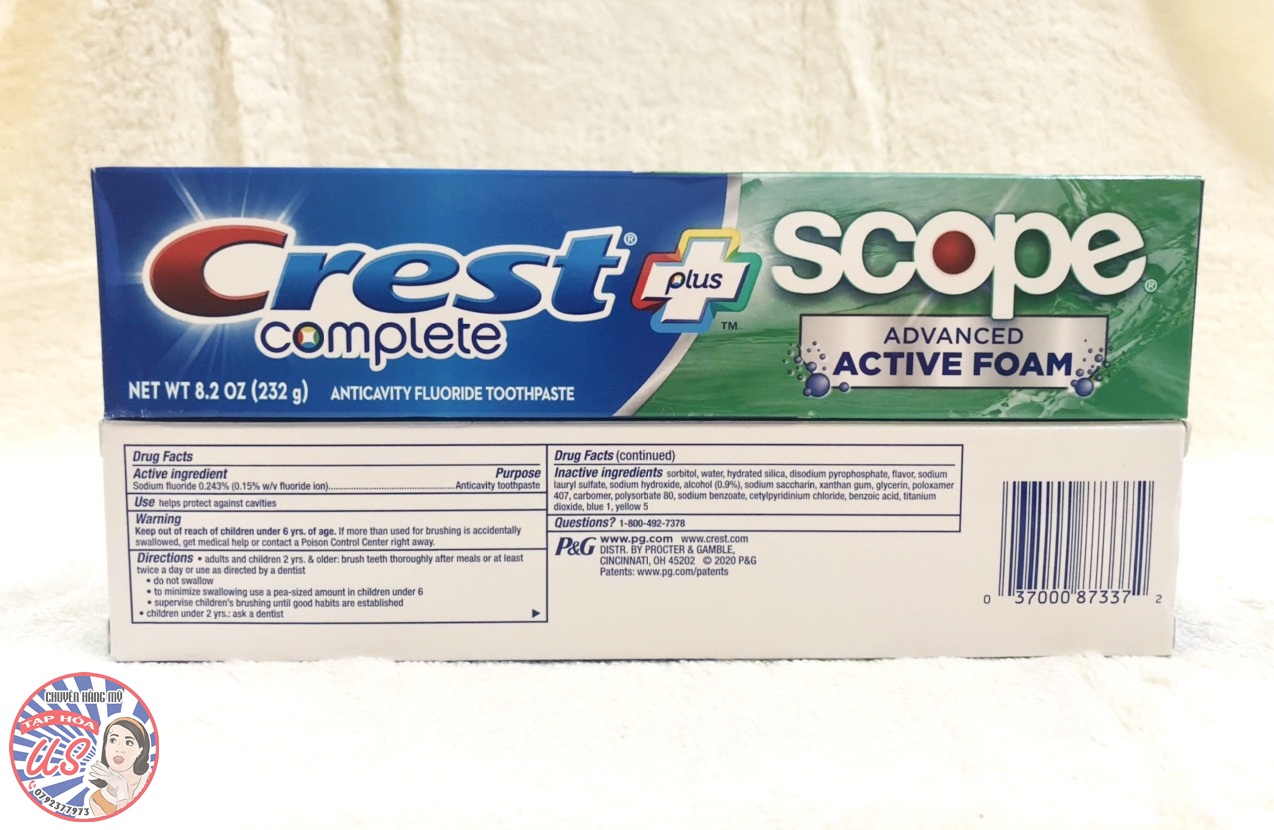 Kem đánh răng CREST COMPLETE plus SCOPE ADVANCED ACTIVE FOAM 232 g