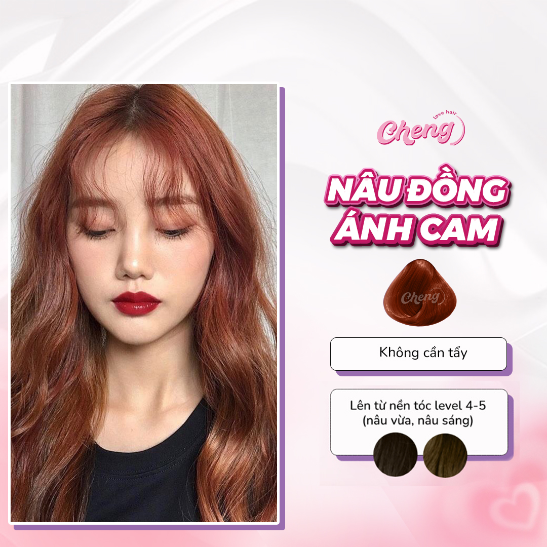 Thuốc Nhuộm Tóc Màu NÂU ĐỒNG ÁNH CAM Không Tẩy | Chenglovehair Chenglovehairs