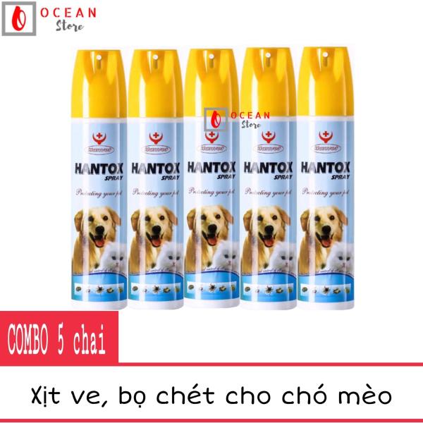 (COMBO 5 CHAI) Thuốc xịt ve, bọ chét chó mèo - Hantox Spray 300ml