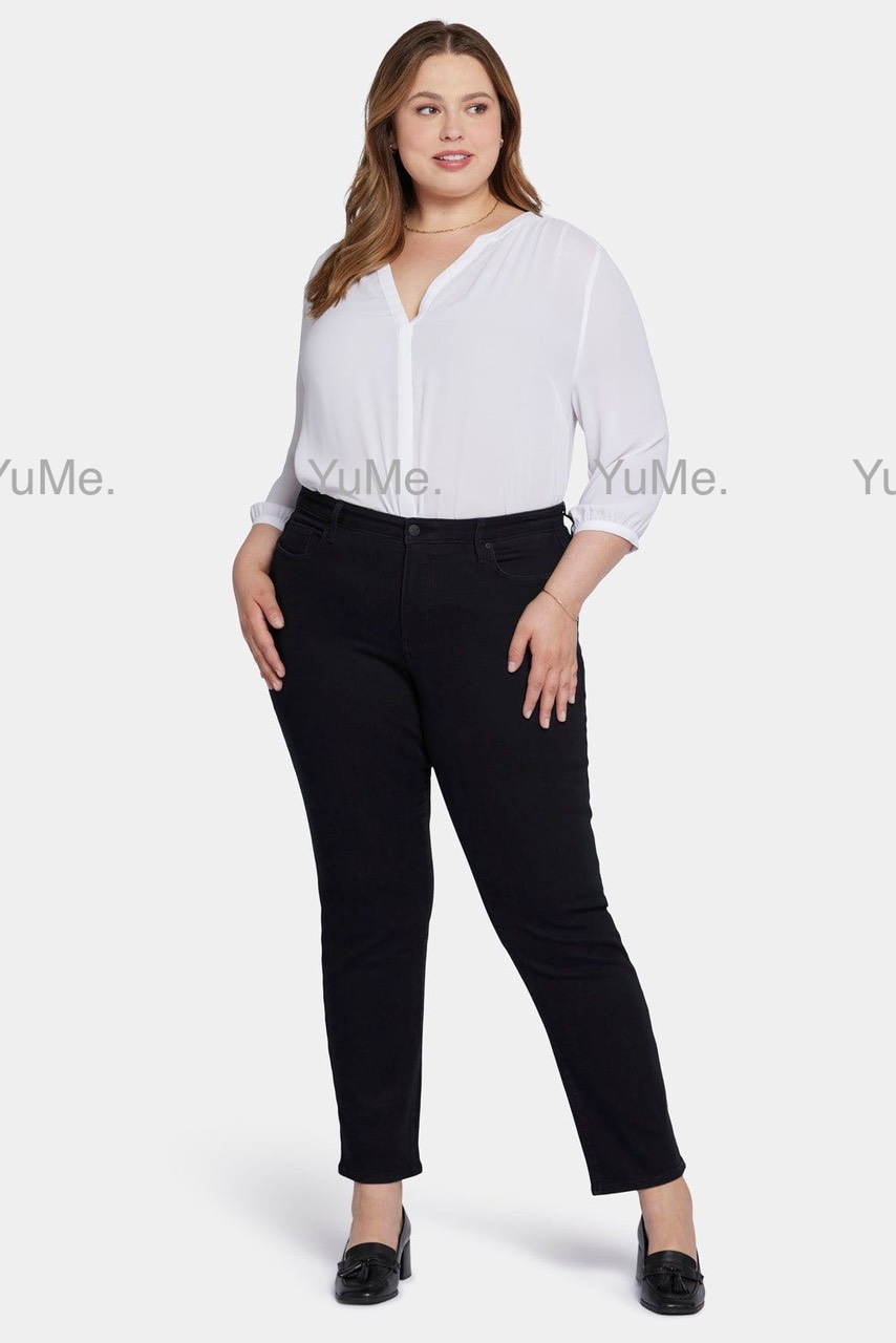 Quần jeans nữ dài lưng cao có size 28-46 -bigsise màu đen tuyền , vải dày và co giãn hl-002