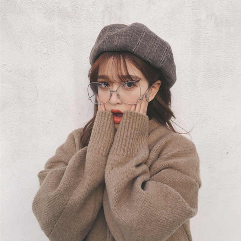 Mũ nồi beret caro có dây rút