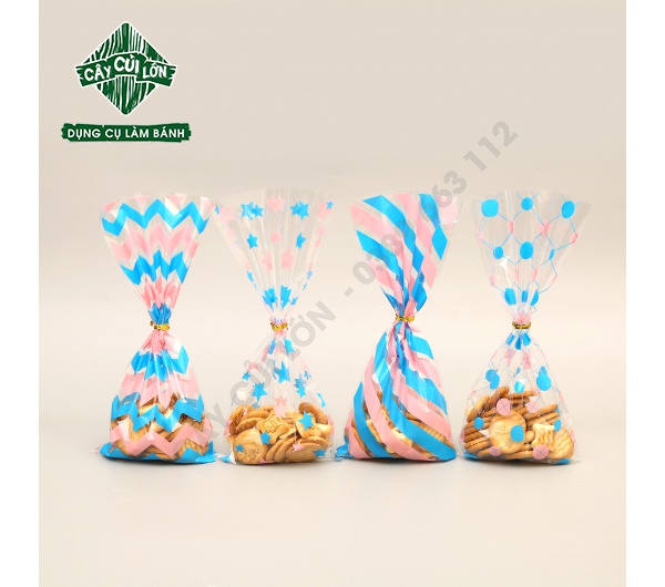 Set 50 túi kiếng sọc màu 12.5x27cm