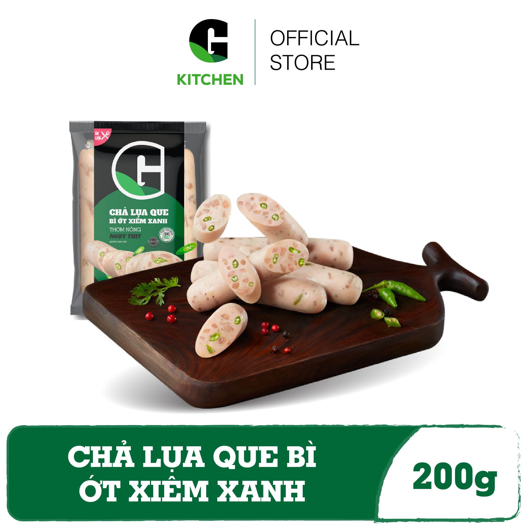 [Giao nội thành HCM] Chả Lụa Que Bì Ớt Xiêm Xanh G Kitchen 200g
