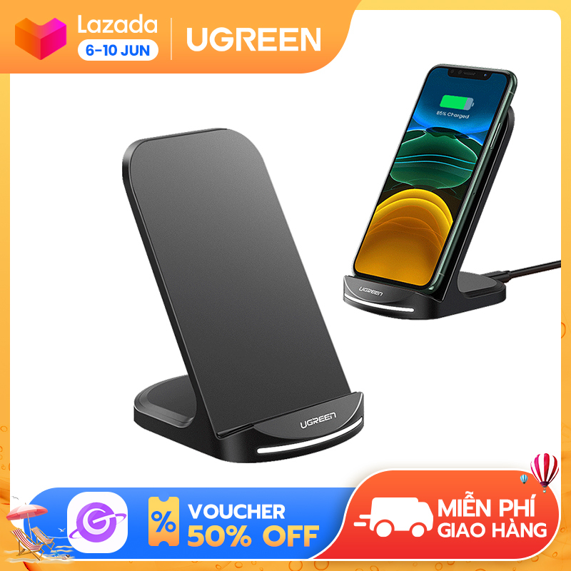 UGREEN Qi Wireless Charger for iPhone 12/11 11 Pro iPhone 11 Pro Max ,iPhone X XS 8 XR Samsung S20 S10 S8 Note 10, LG V40 Fast Wireless Charging Dock Station Phone Charger for Xiaomi Mi 9