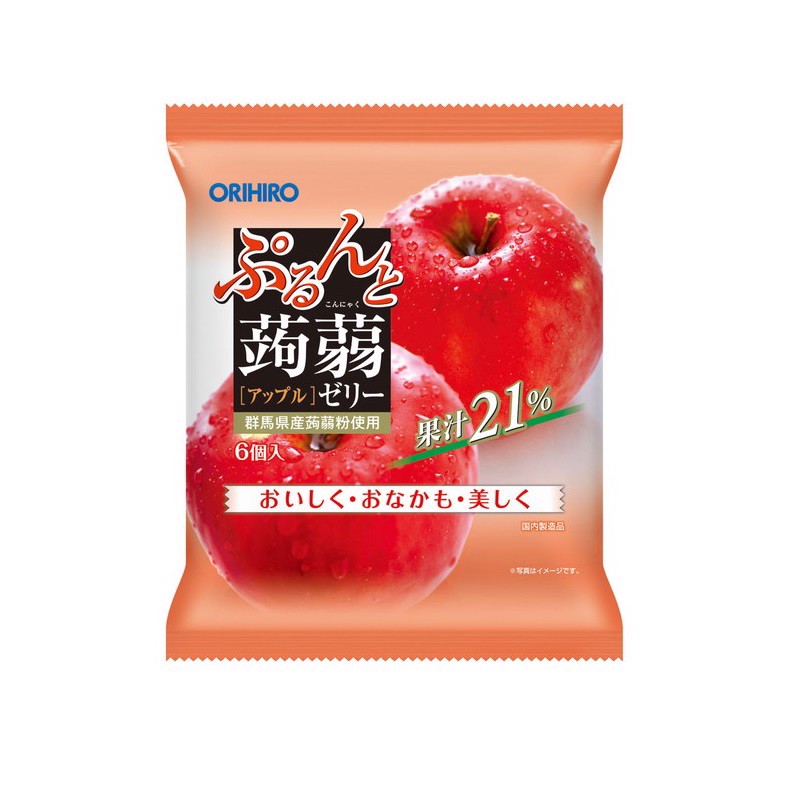 Thạch trái cây Orihiro vị Táo gói 120g (6c/gói) - Thạch jelly hương trái cây cho bé Nhật Bản - VTP mẹ và bé TXTP032