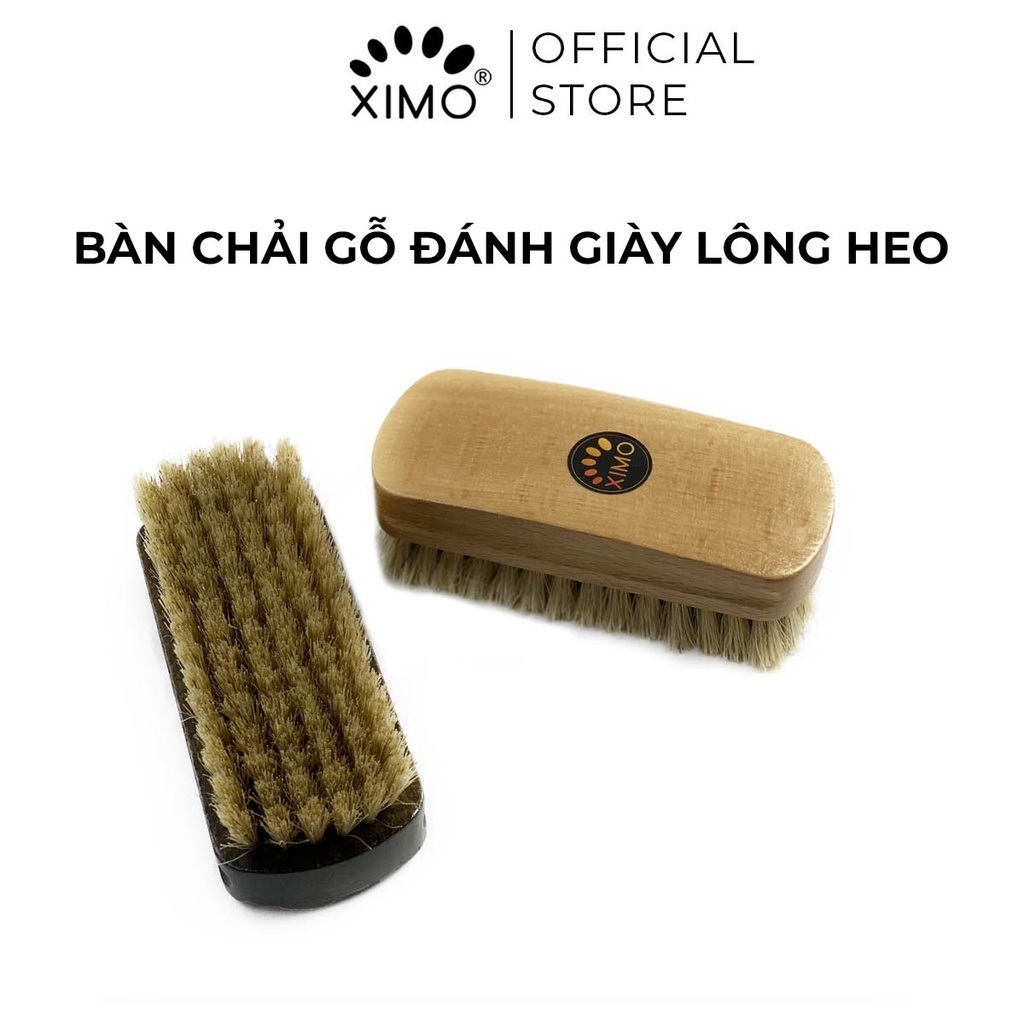 Bàn chải gỗ đánh giày lông heo thật XIMO BCDG04