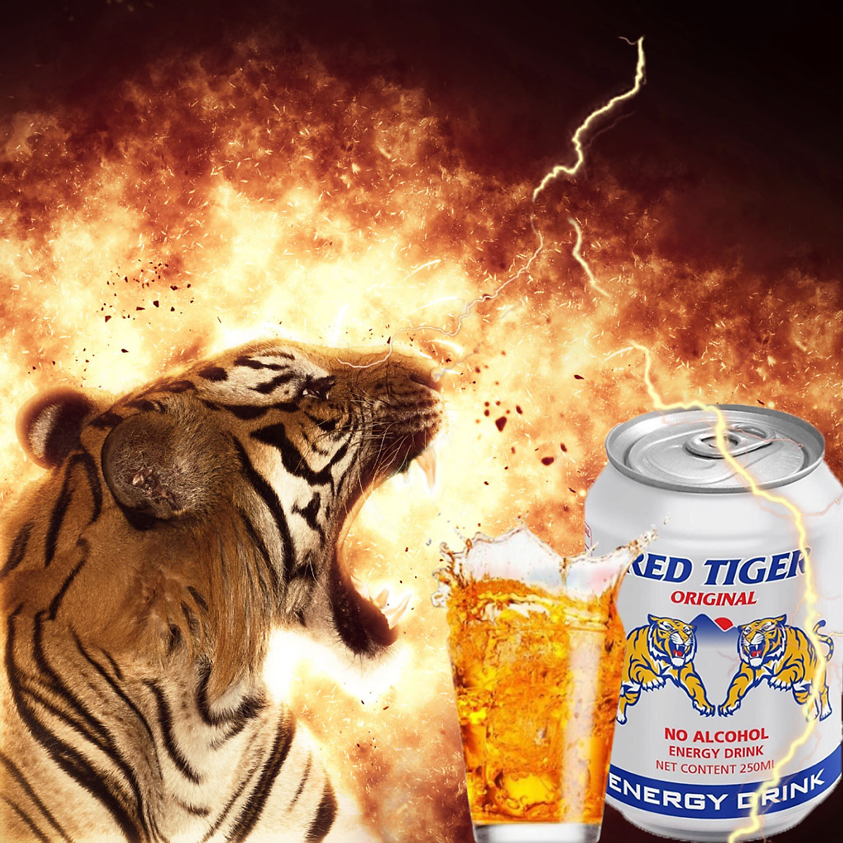 Nước tăng lực Red Tiger (Bạc) 1 thùng 24 lon 250ml