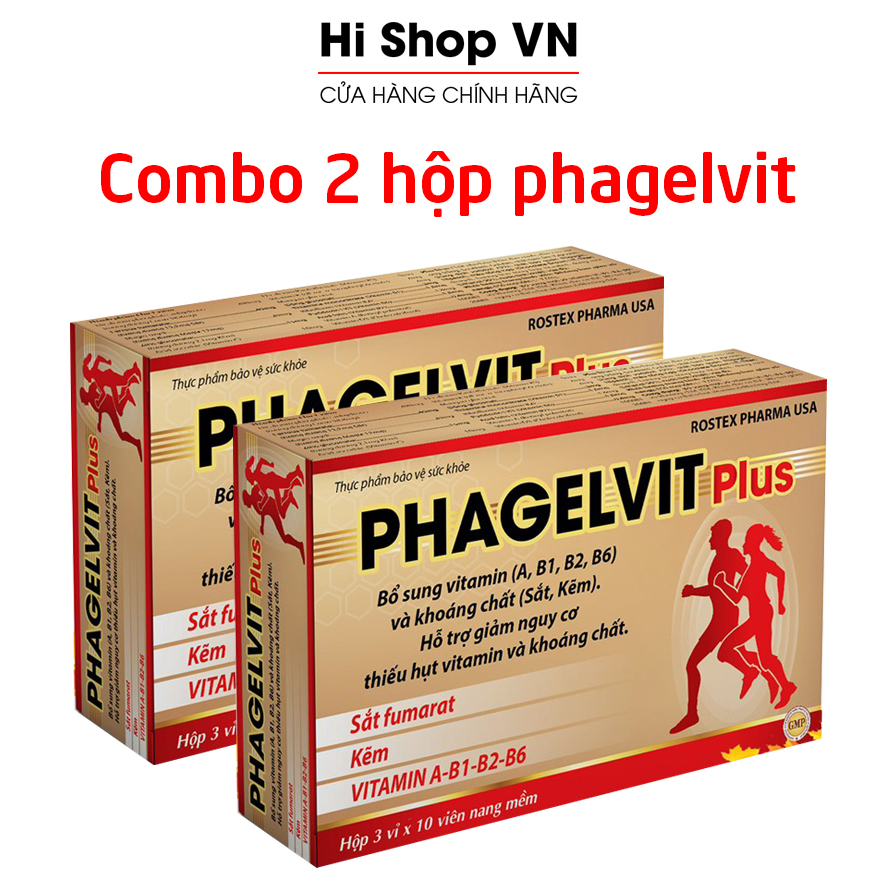 Combo 2 hộp bổ sung vitamin tổng hợp và khoáng chất Phamagel Plus bồi bổ cơ thể, tăng cường sức khỏe, tăng sức đề kháng - Hộp 30 viên