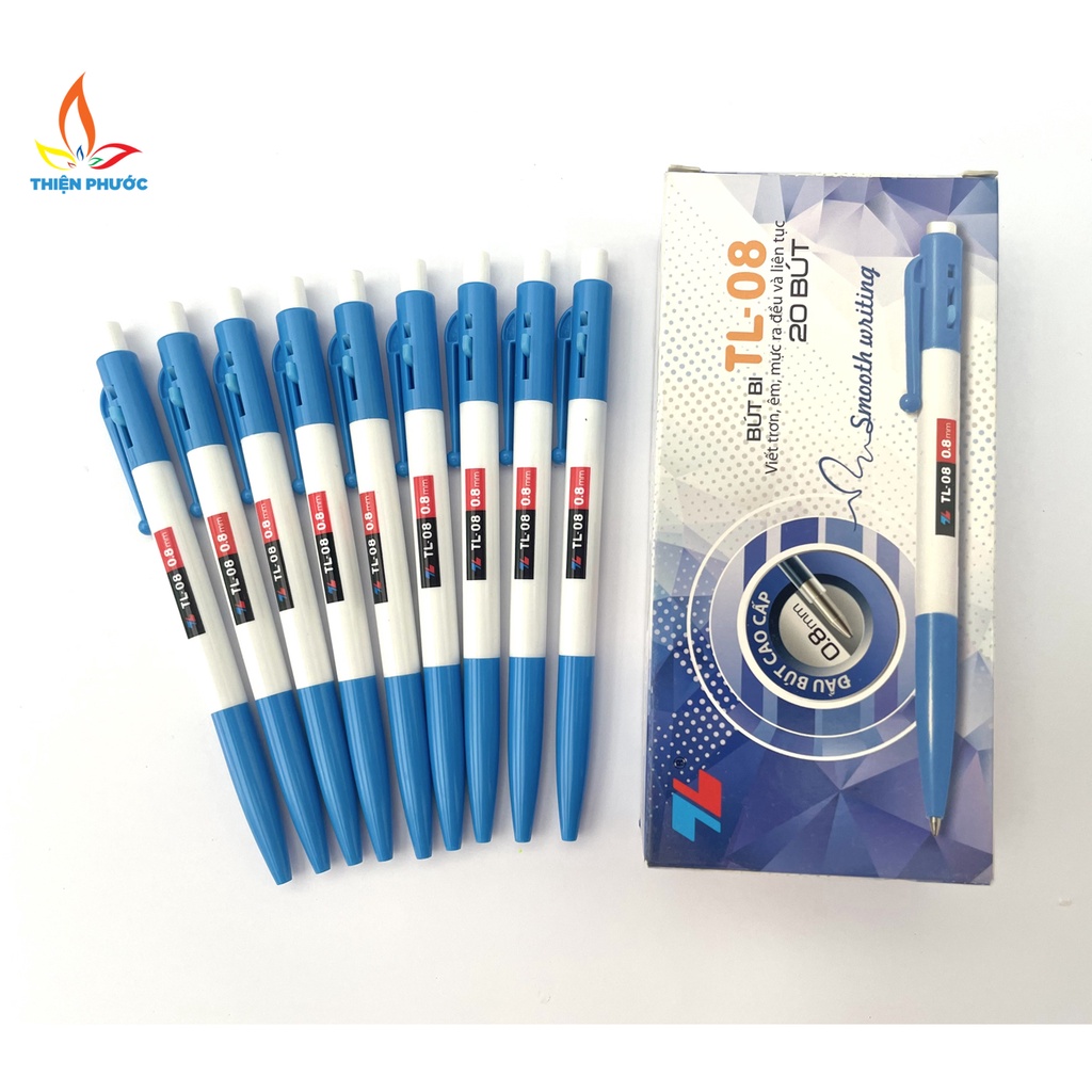 Bút bi xanh Thiên Long TL08 [Hộp 20 cây] THIỆN PHƯỚC