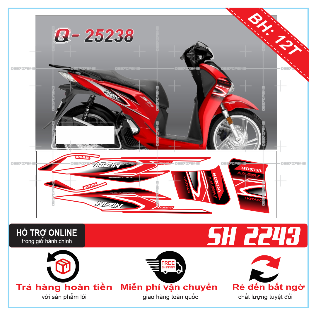 TEM RỜI SH 2019 DÁN XE ĐỎ