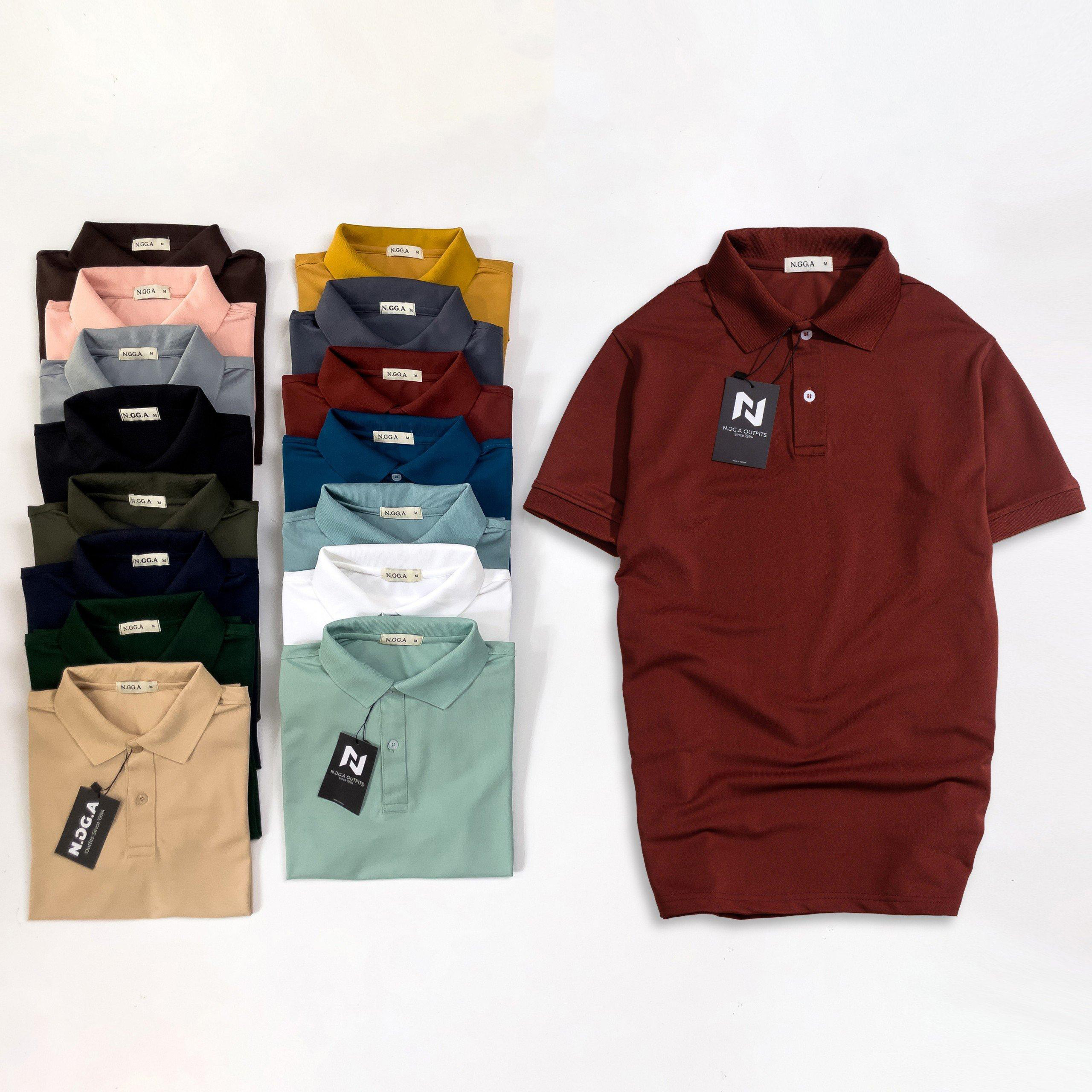 Áo Polo trơn nam - N.GG.A- chất cotton cá sấu - có 17 màu - Size từ 45 -85kg - Thời trang polo nam top men