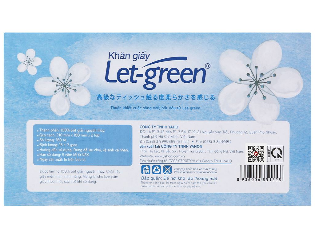 Khăn giấy hộp Let-Green 160 tờ