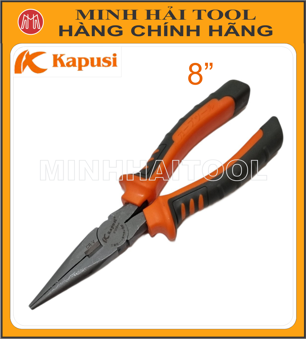 Kapusi Japan – Kìm mỏ nhọn cỡ 200mm (K-8038). Chất liệu: Thép CR-V