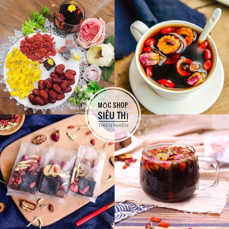 Trà đường nâu-hoa cúc-táo đỏ-kỳ tử-gừng