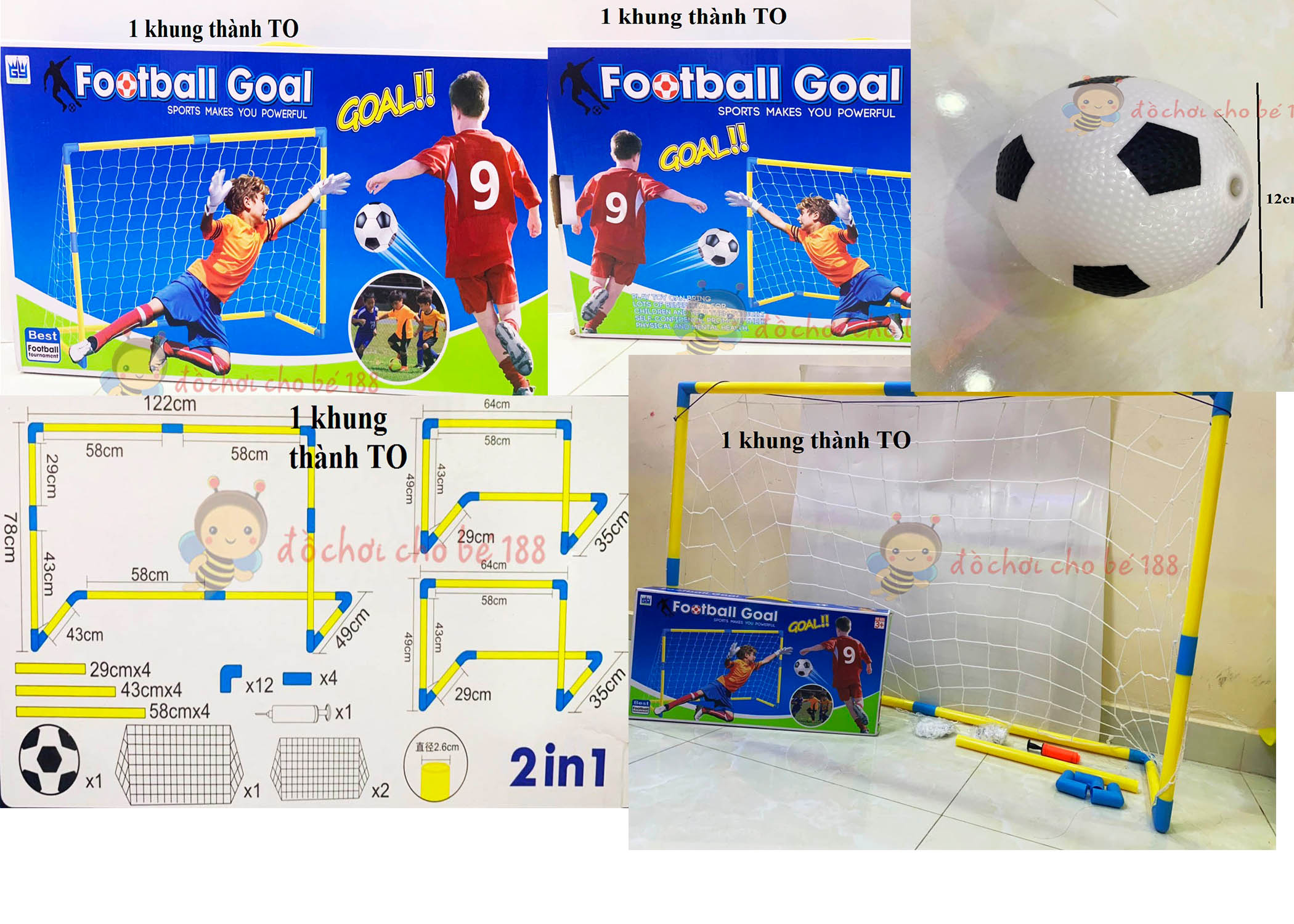 Bộ Khung Thành Bóng Đá Mini Có Thể Gấp Gọn + Đồ Bơm