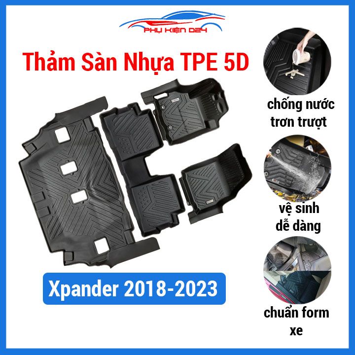 Thảm lót sàn 5d xpander 2018 2019 2020 2021 2022 2023 nhựa tpe đúc nguyên khối bảo vệ sàn ô tô