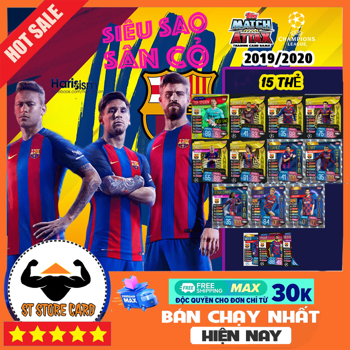 Thẻ cầu thủ size poca barcelona match attax việt nam 2019/20 thẻ in custom st store card