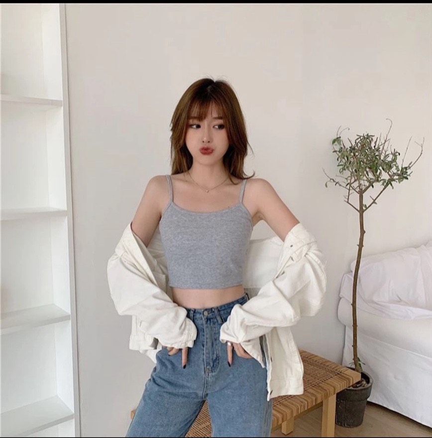 ÁO DÂY CROPTOP VẢI THUN CO GIÃN DƯỚI 60KG