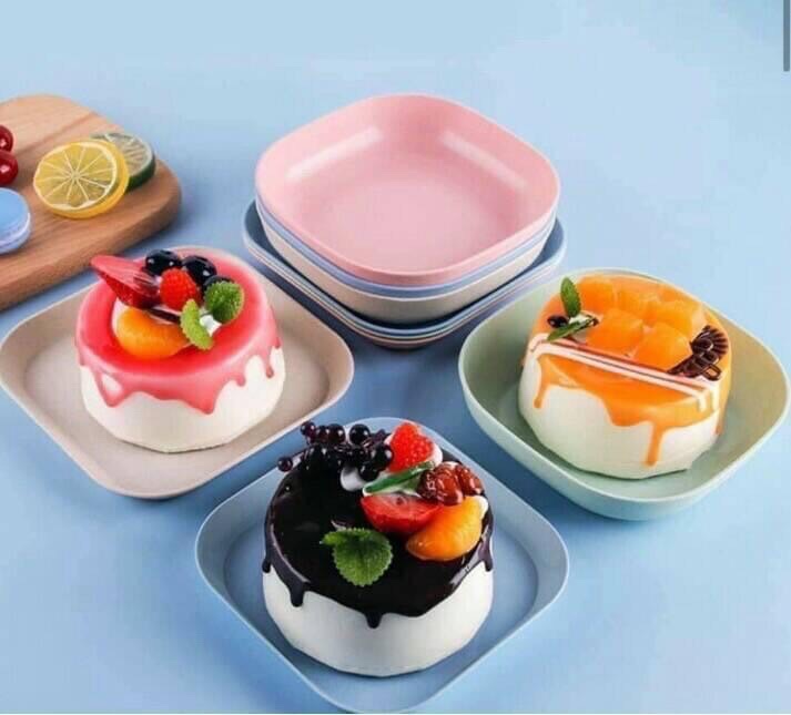 Set 8 Đĩa Vuông Lúa Mạch Màu Pastel