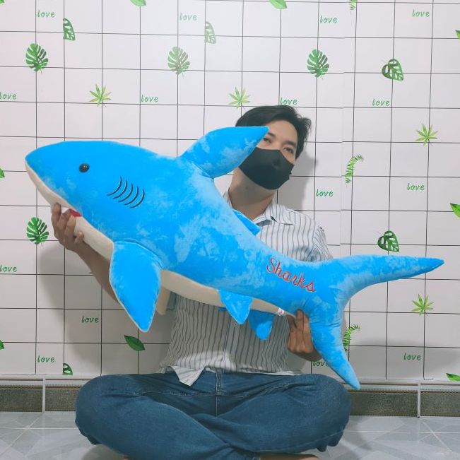 GẤU BÔNG CÁ MẬP SIZE LỚN ĐỒ CHƠI CÁ MẬP NHỒI BÔNG CAO CẤP CHO BÉ