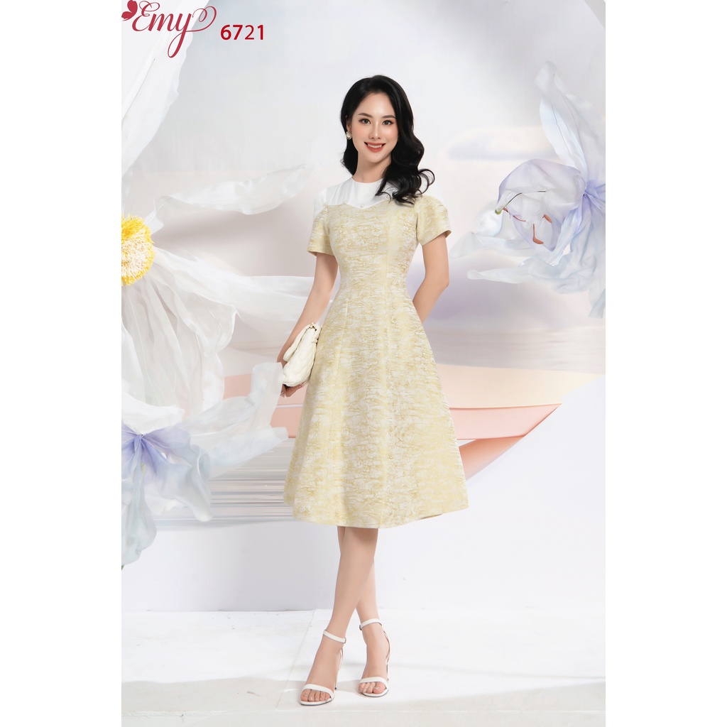 Đầm EMY EM6721 Xoè A Thân Liền Cổ Tròn