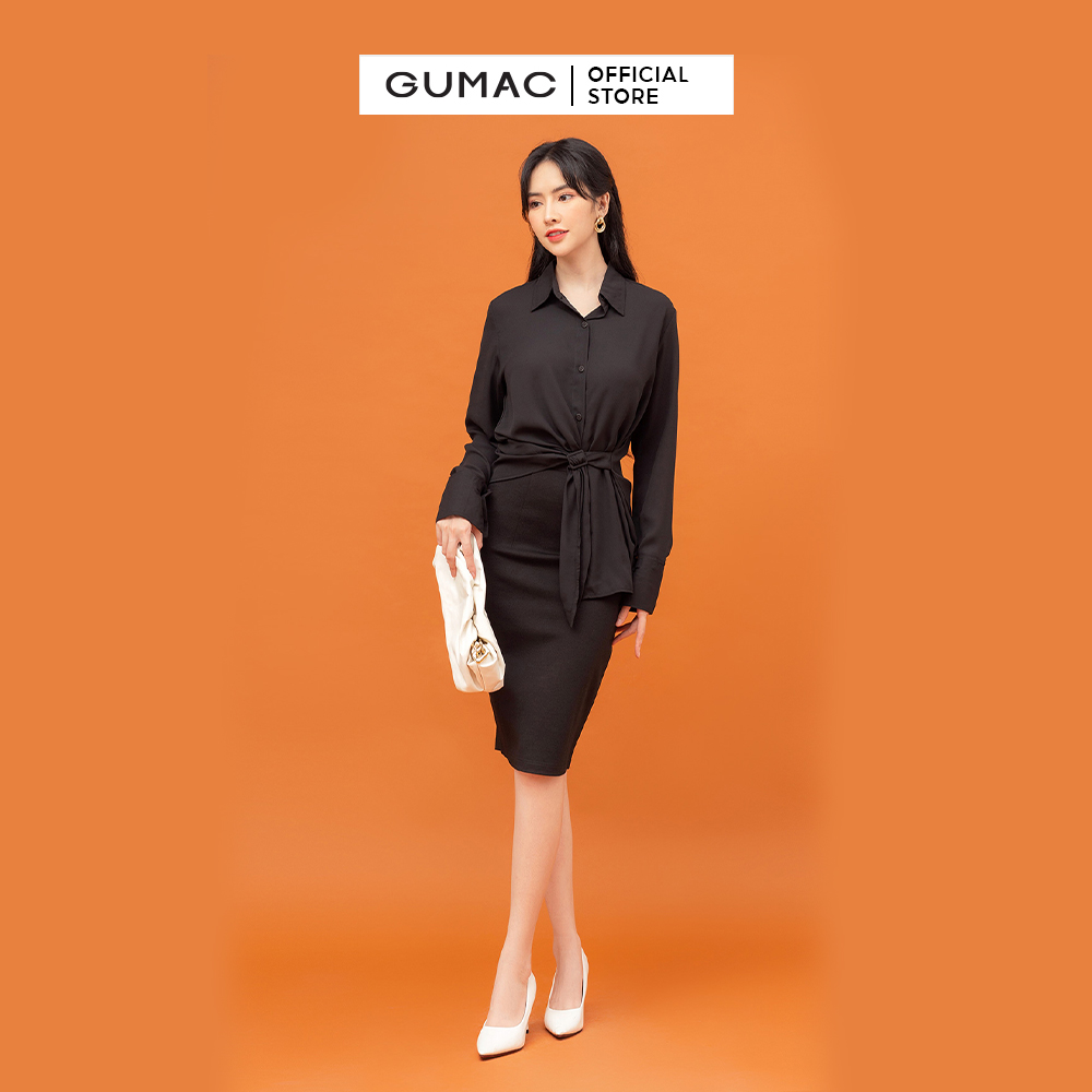 [15 - 17.5 | TẶNG QUÀ đơn từ 499K] Áo sơ mi nữ phối đai  mẫu mới GUMAC AB854