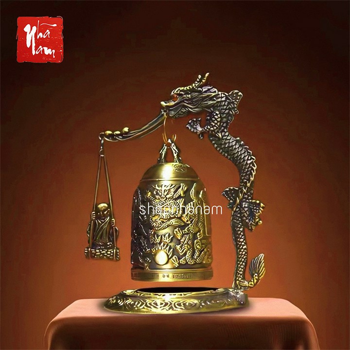 Chuông đồng để bàn, chuông đồng mini phong thủy hút tài lộc Nhã Nam