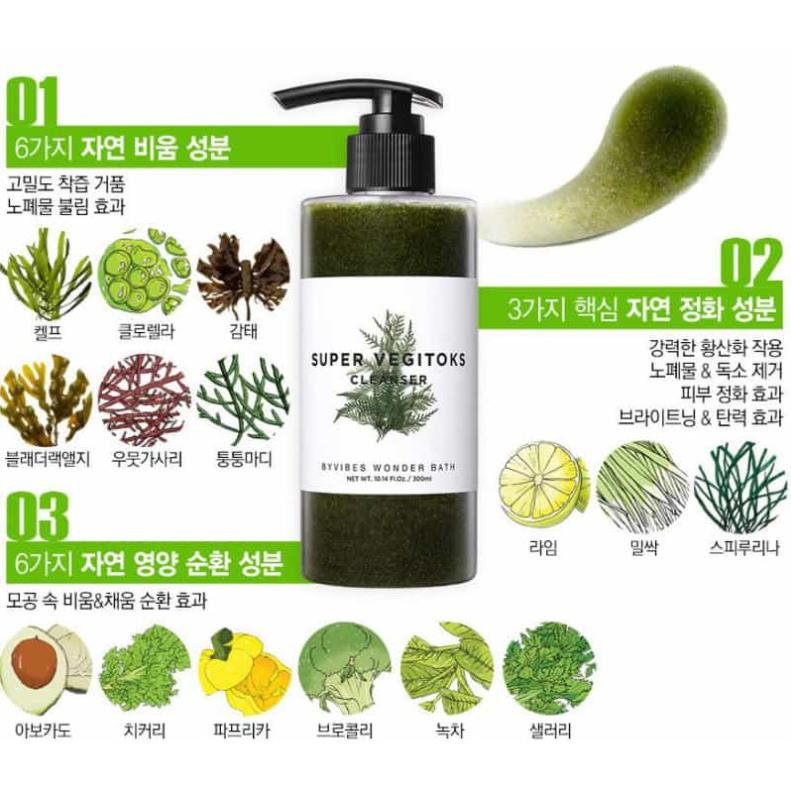 Sửa Rửa Mặt Thải Độc Rau Củ Super Vegitoks Cleanser 300ml
