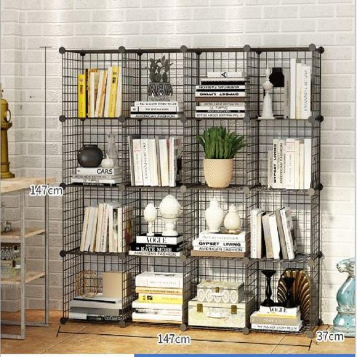 Kệ - kệ sách – kệ ghép lưới sắt - 16 ô