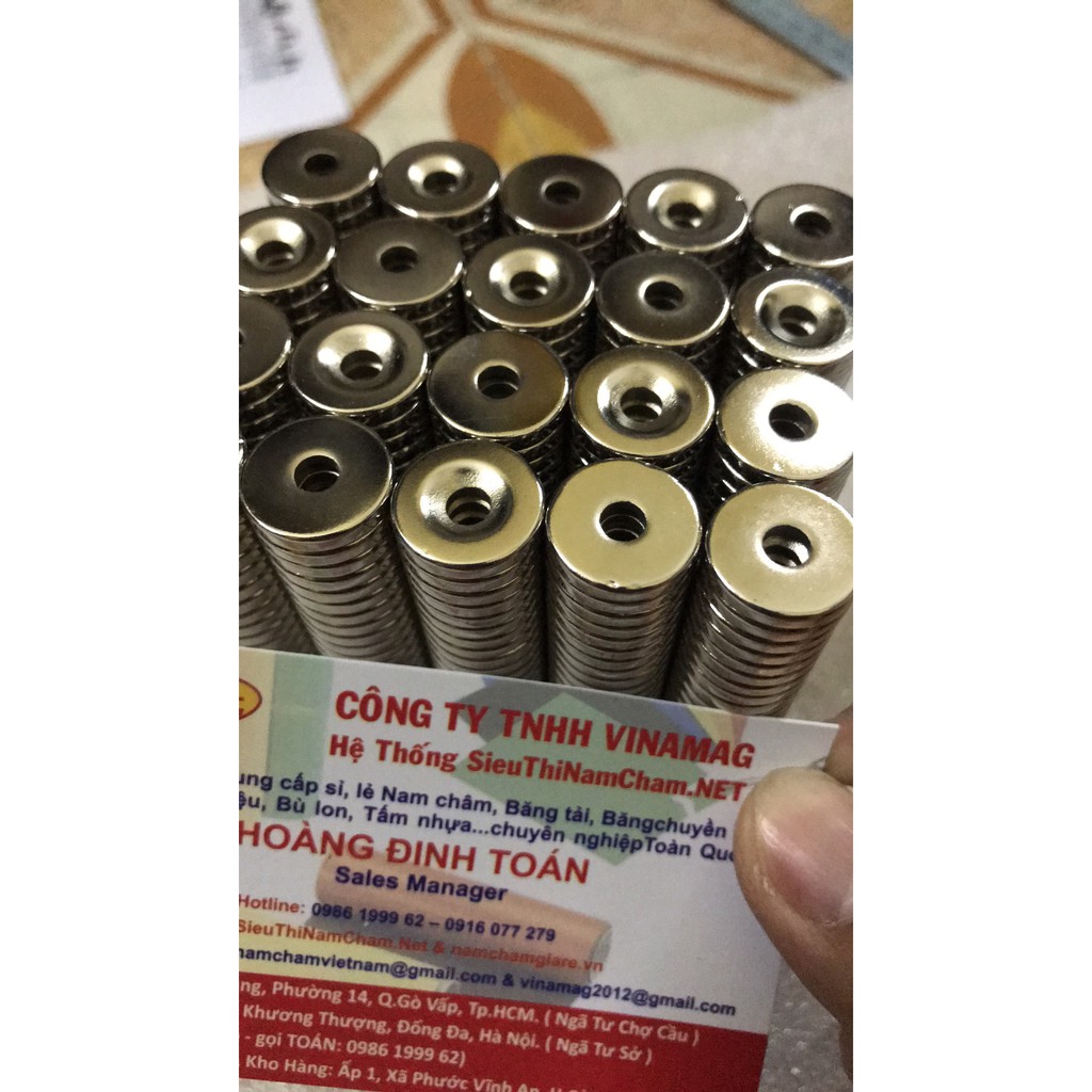 nam châm mạnh D15 * 3 lỗ 4MM