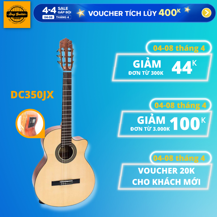 Đàn guitar classic DC350JX Duy Guitar Store dáng khuyết có EQ MET B12 âm thanh tốt chất lượng cao