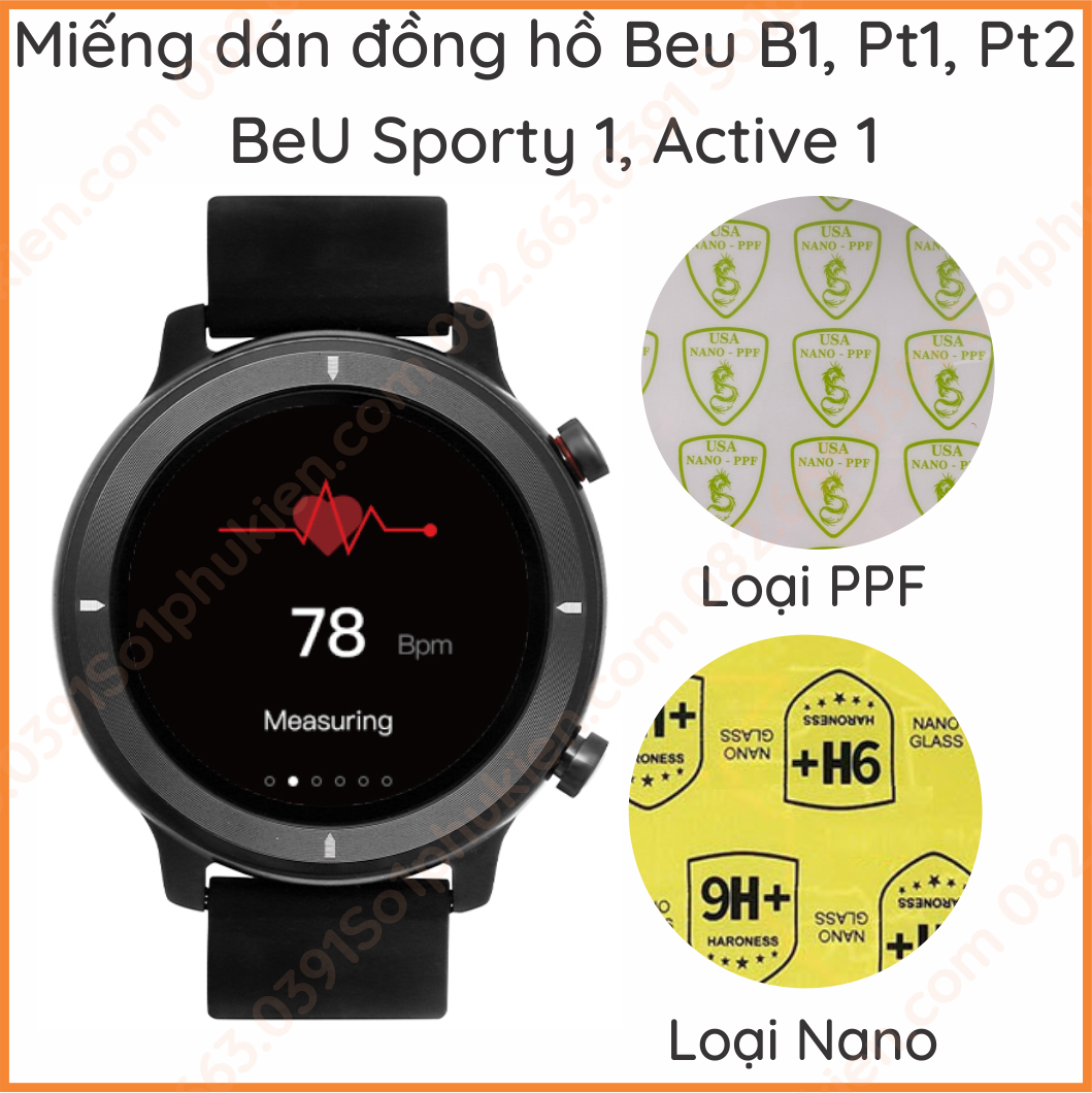Miếng dán ppf , nano màn hình đồng hồ Beu sporty 1, Beu active 1, Beu pt1, Beu pt2, Beu b1, Sporty 2 pro