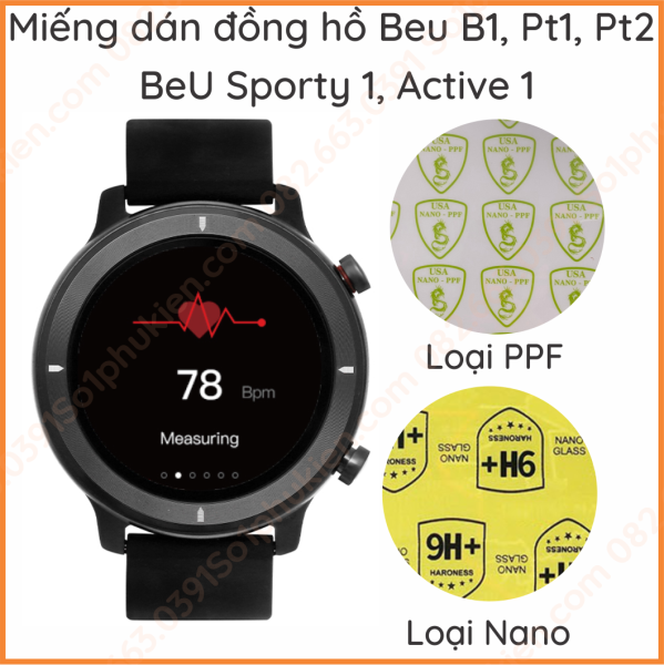 Miếng dán ppf , nano màn hình đồng hồ Beu sporty 1, Beu active 1, Beu pt1, Beu pt2, Beu b1