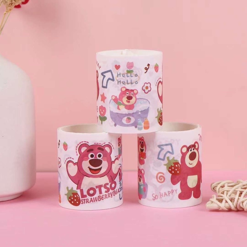 Sticker Gấu Dâu Lotso Bear Dạng Cuộn Trang Trí Sổ Tay, Bullet Journal