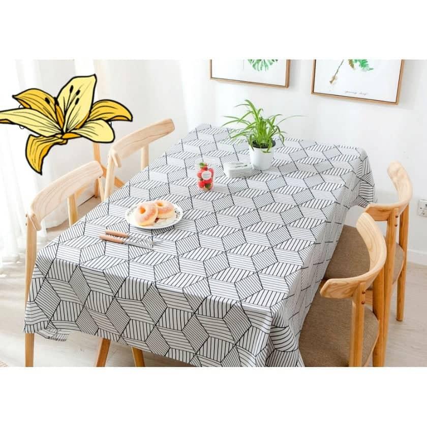[HCM]Khăn trải bàn canvas lập thể trắng