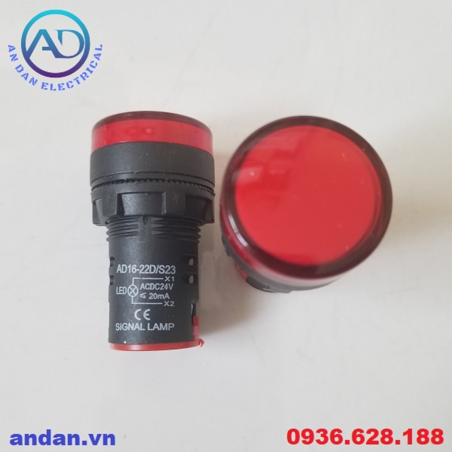Đèn báo nguồn LED phi 22 AD16-22DS (Đỏ, Vàng, Xanh), Đèn báo pha