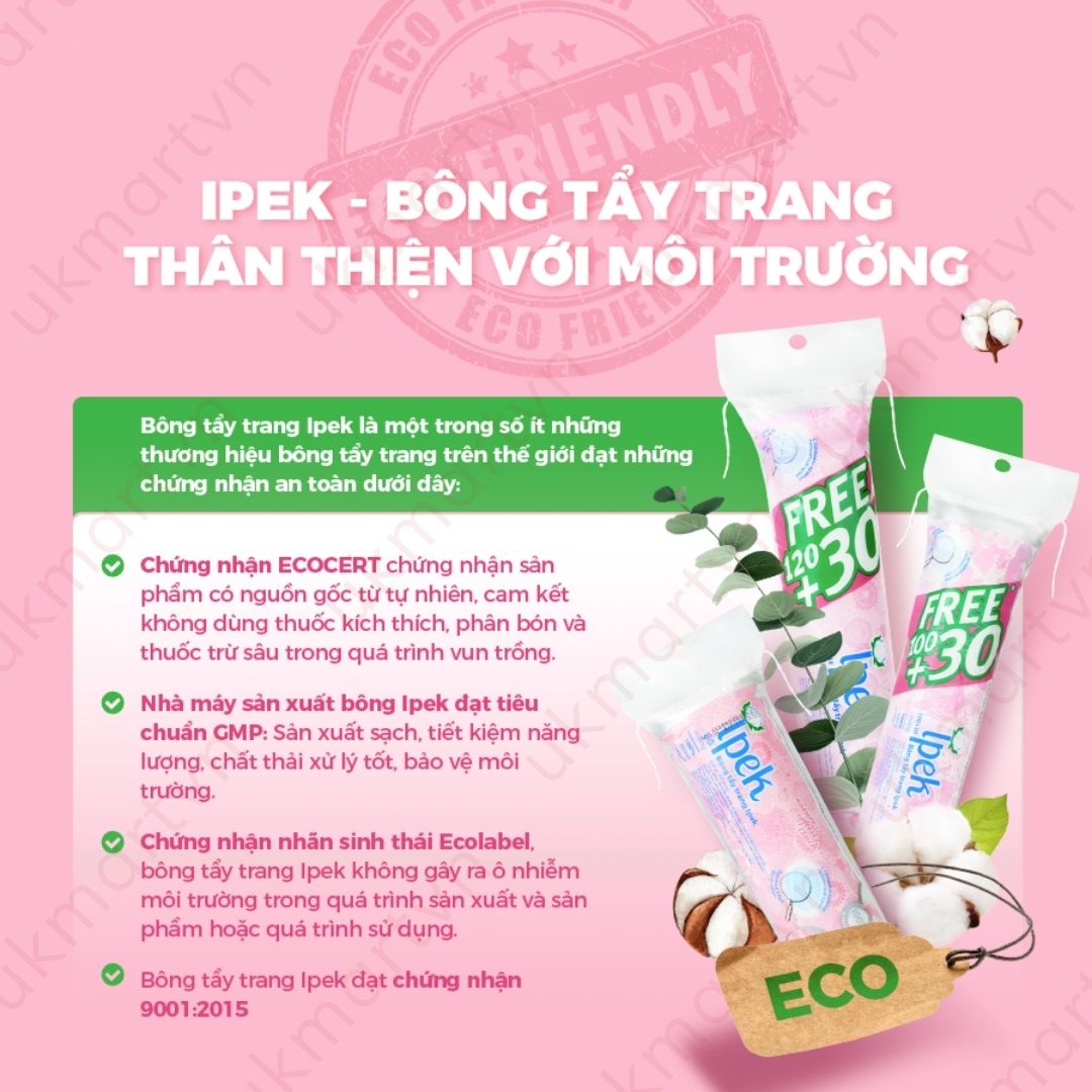Combo 3 Bông Tẩy Trang Ipek 150 Miếng Cotton Pads