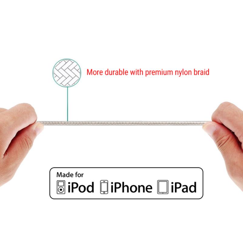 Cáp sạc lightning bọc dù siêu bền dài 20cm dành cho Iphone/Ipad