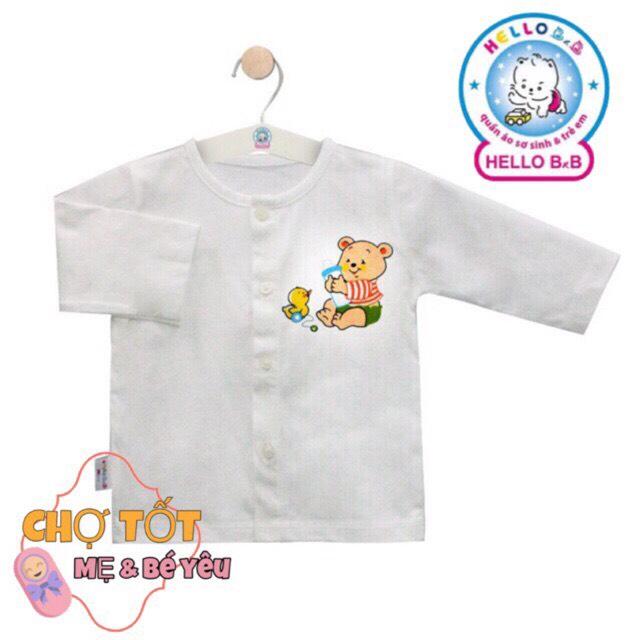 [HCM][CAO CẤP] ÁO TAY DÀI TRẮNG CHO BÉ CÚC GIỮA COTTON HELLO B&B