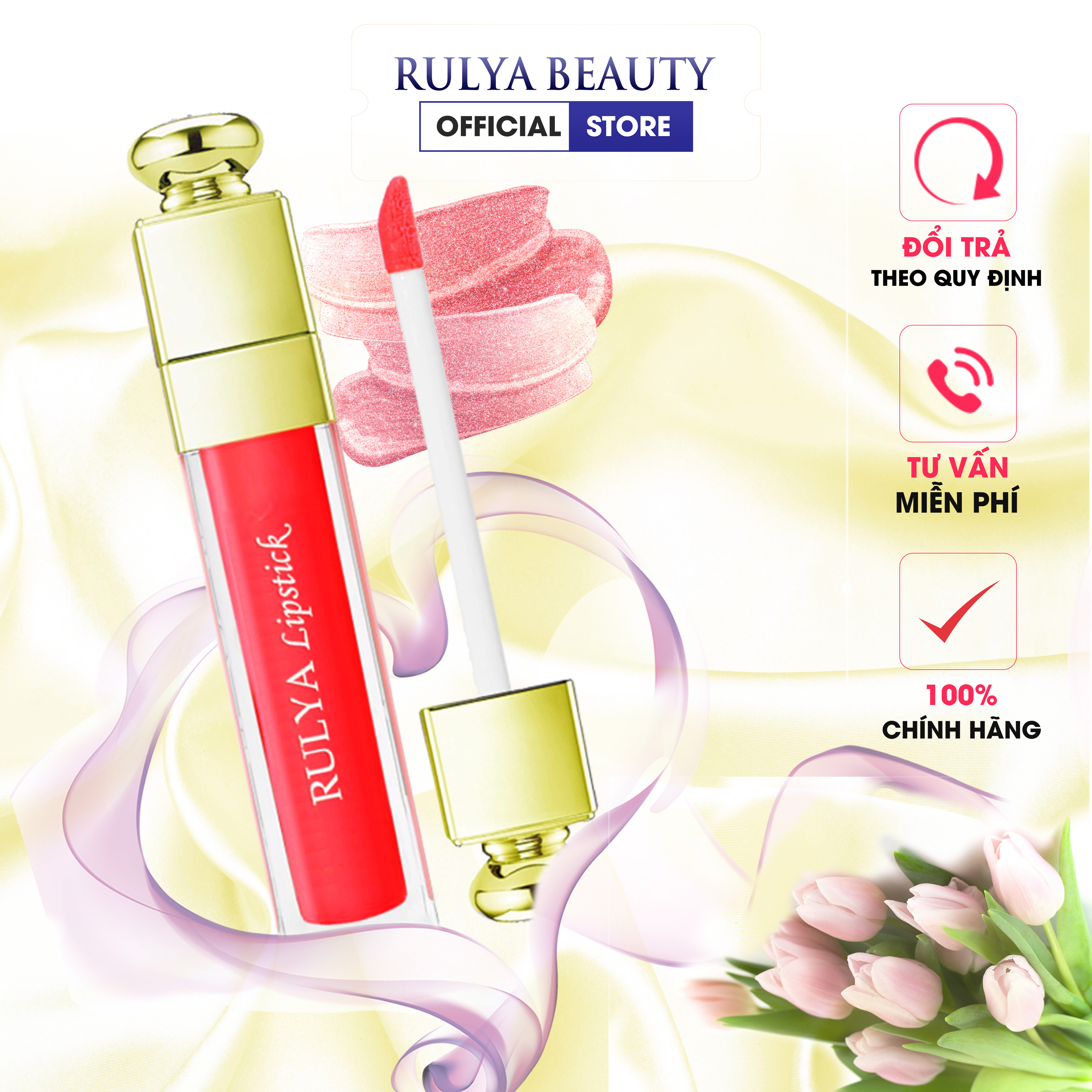 Son Kem Cao Cấp RULYA Lipstick Màu Đỏ Cam