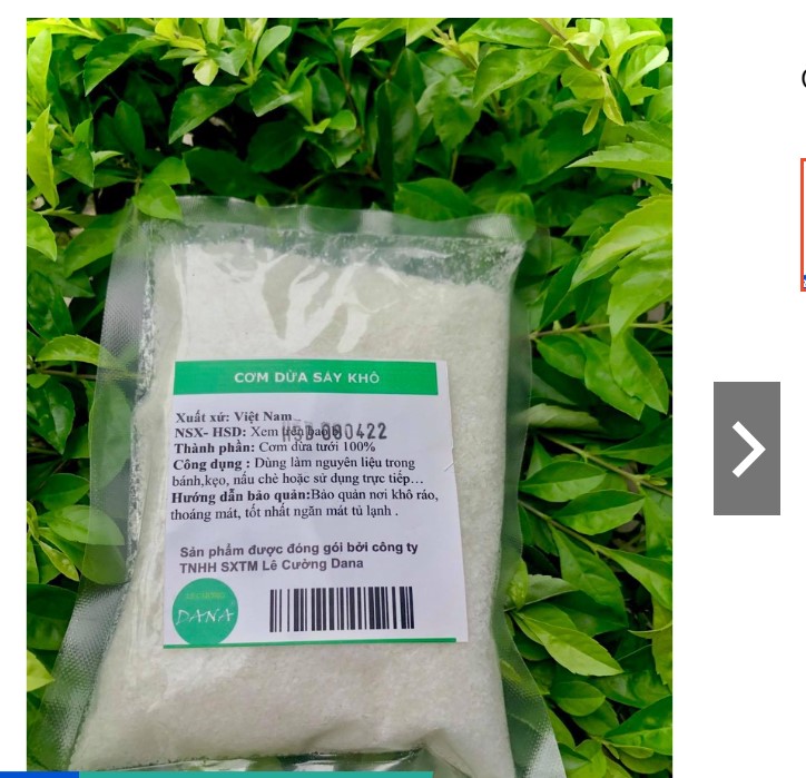 Cơm dừa sấy mịn phú thương