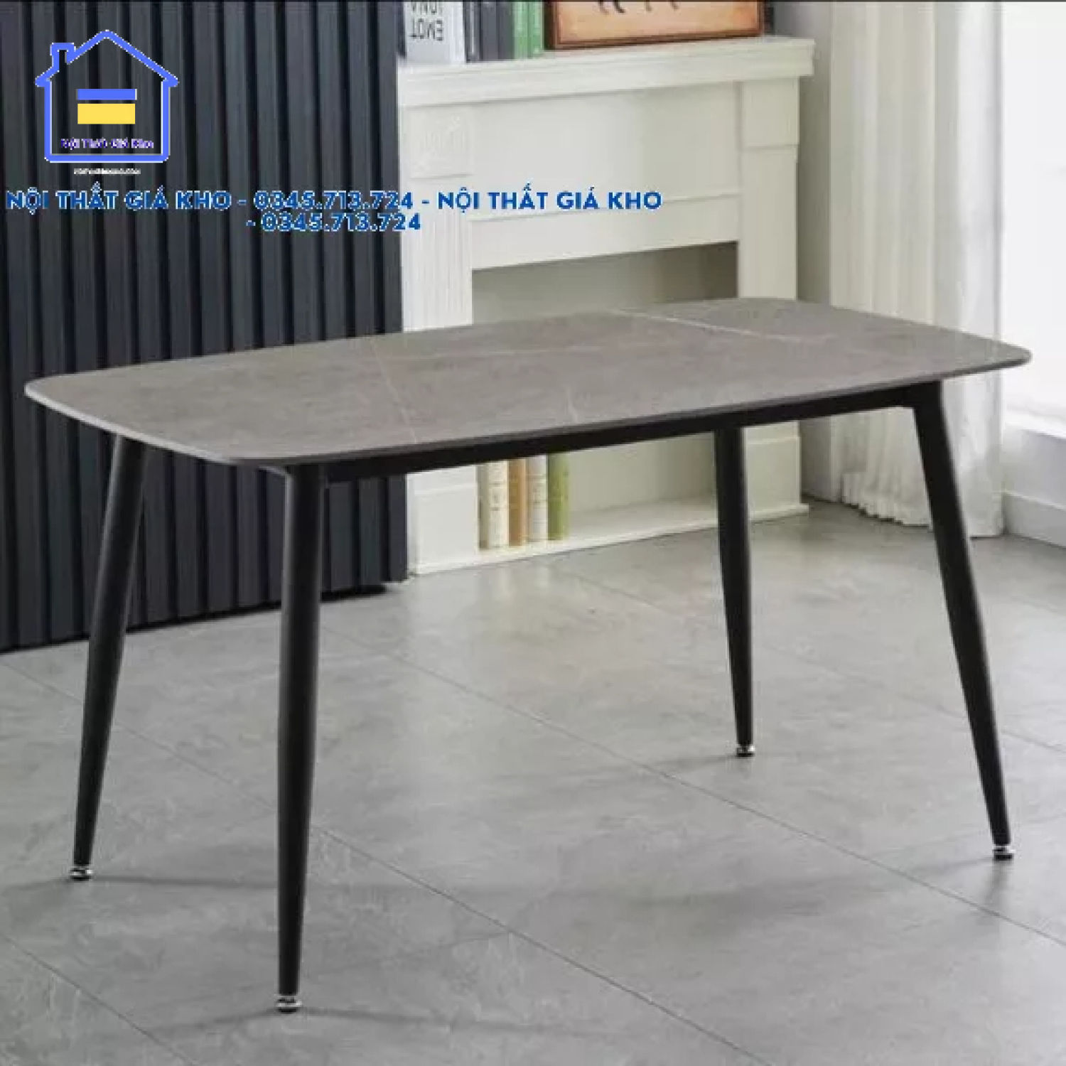 Bàn ăn chân côn mặt đá ceramic