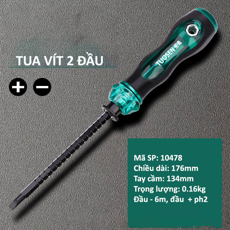 Tua vít, tuốc nơ vít, tô vít 2 chiều TUOSEN có từ tính, có chốt khóa đảo chiều, điều chỉnh độ dài