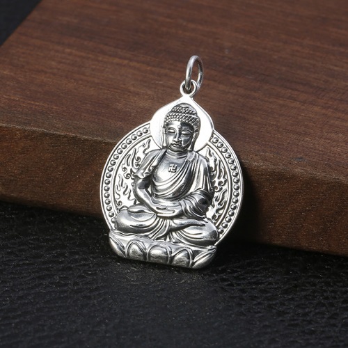 [Chính hãng] [Ảnh thật] [Có sẵn] [Có bảo hành] Mặt dây chuyền bạc Phật A Di Đà (Tuất, Hợi)