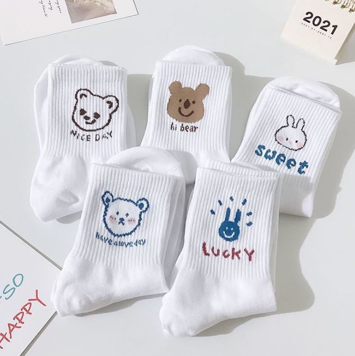 Set 5 Đôi Tất Vớ Cao Cổ Nữ Mix Gấu SS2