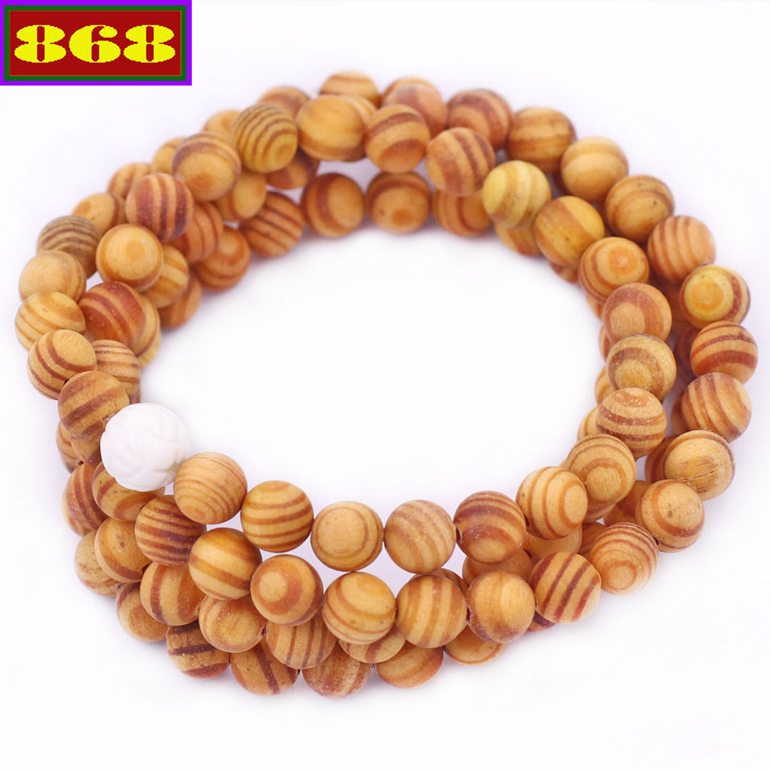 Chuỗi tay 108 hạt gỗ huyết long 8 ly charm óc