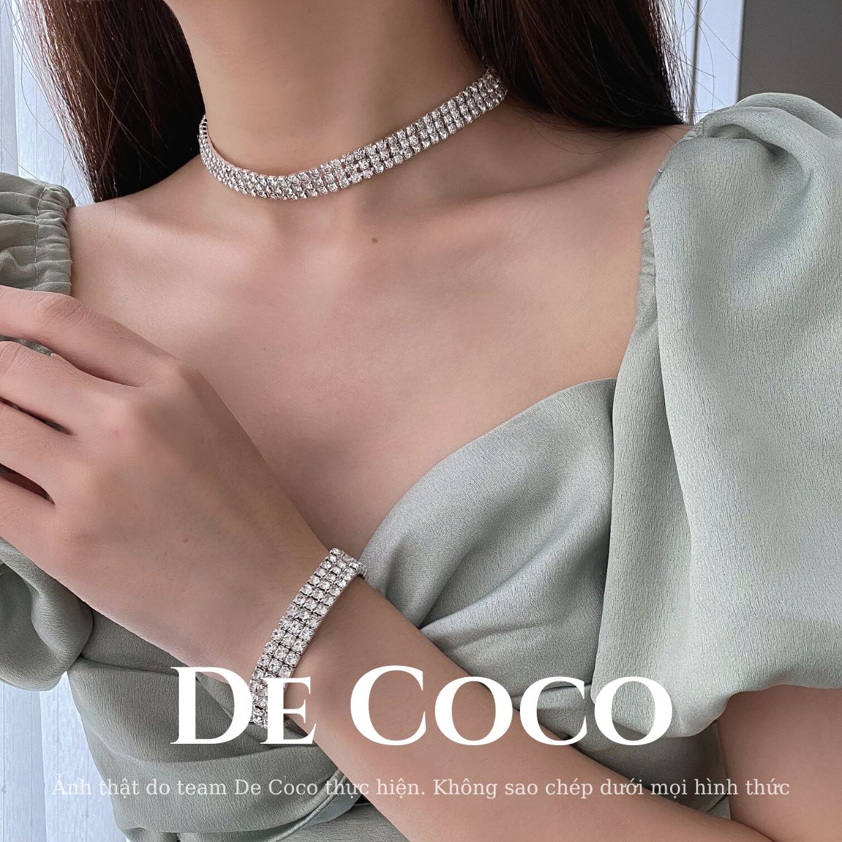 Vòng cổ choker đá 3 hàng De Coco