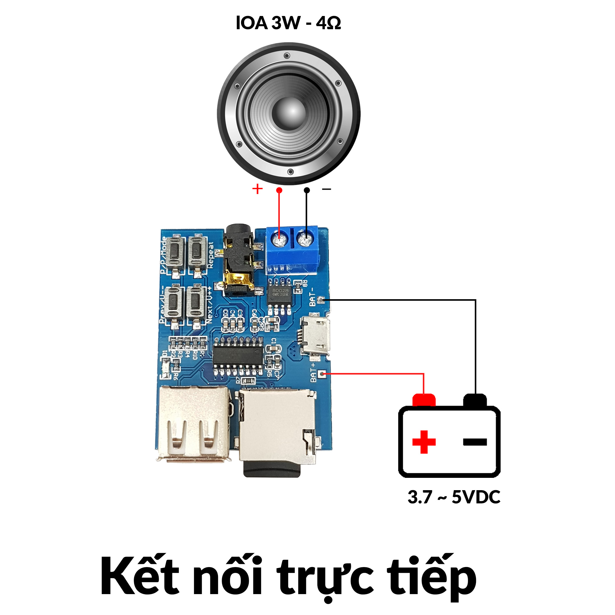 Mạch Phát MP3 Tích Hợp Amply 2W