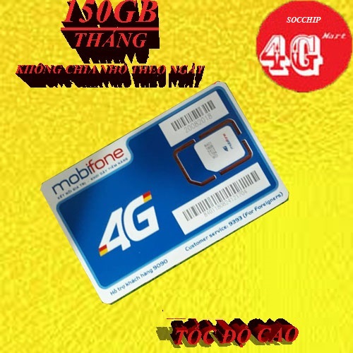 SIM 4G MOBIFONE CÓ 150Gb/THÁNG TỐC ĐỘ CAO MDT150A (THÁNG ĐẦU KHÔNG PHẢI NẠP TIỀN)